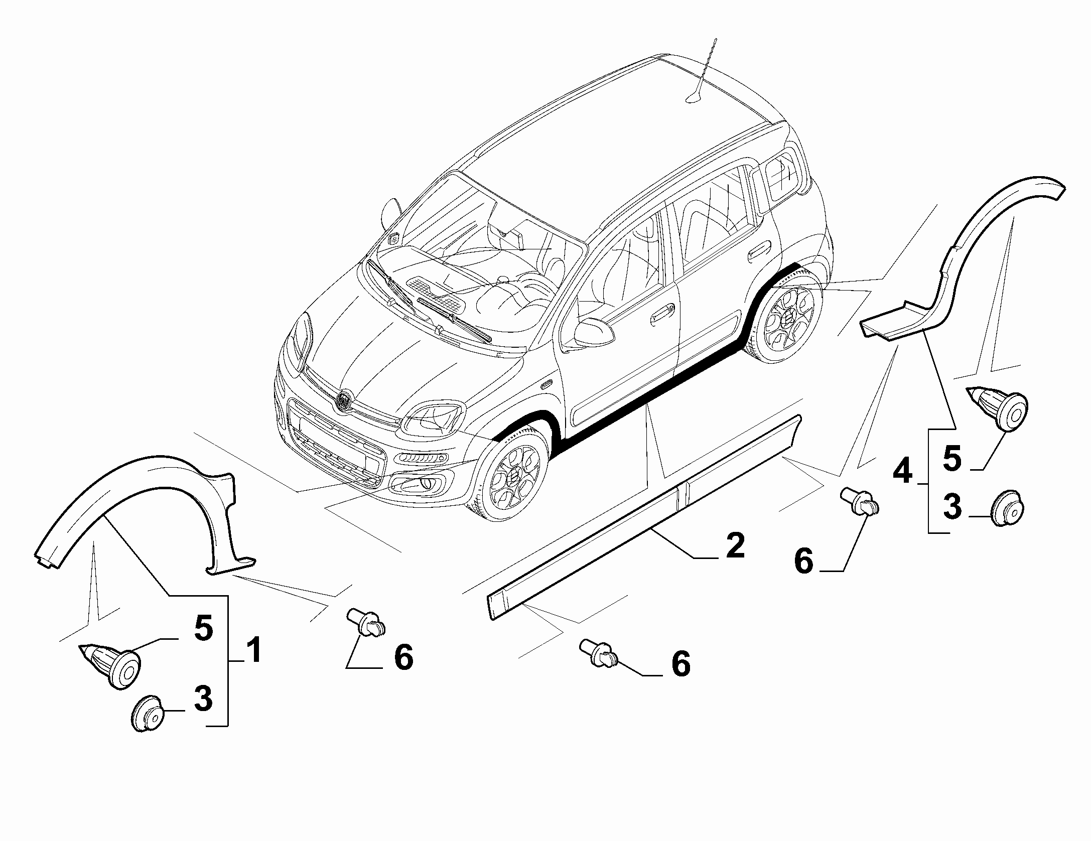 735536820 FIAT PANDA NEARSIDE LEFT MOULDING