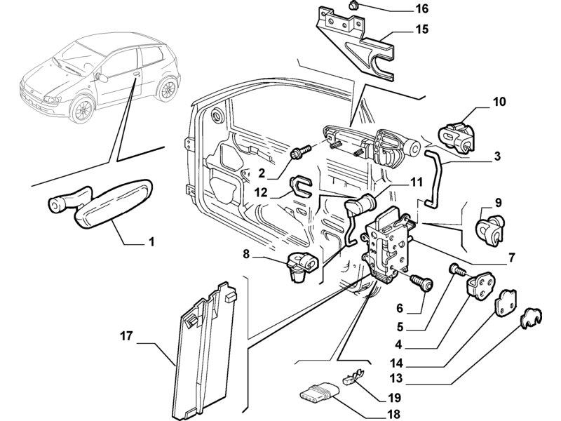 FIAT PUNTO O/S DOOR LOCK