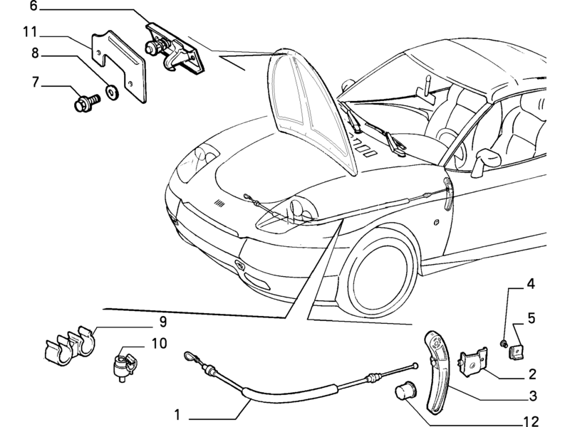 FIAT BARCHETTA BONNET LEVER