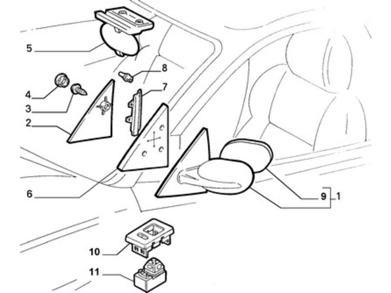 FIAT COUPE N/S MIRROR GLASS