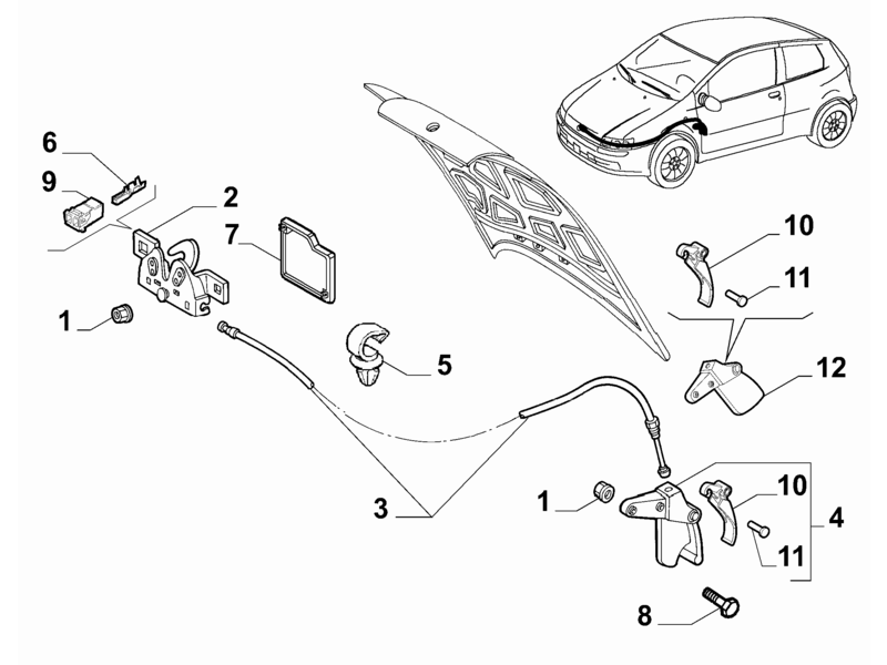 FIAT PUNTO BONNET LOCK