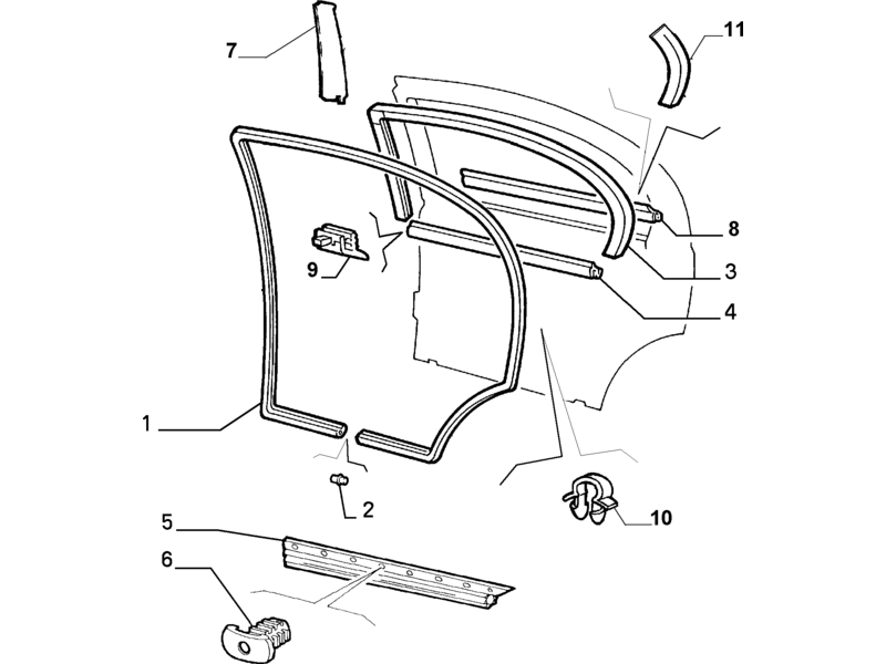 ALFA ROMEO 145/146 O/S WEATHER STRIP REAR DOOR