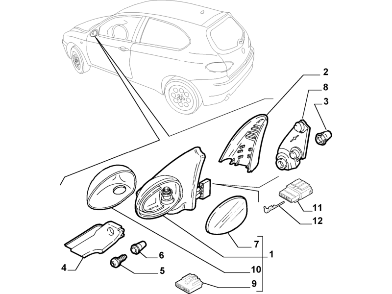 ALFA ROMEO 147 O/S MIRROR GLASS