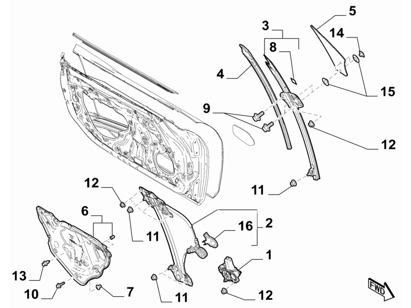 FIAT 124 SPIDER O/S WINDOW REGULATOR W/OUT MOTOR
