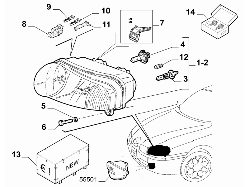 ALFA ROMEO 147 O/S HEADLAMP