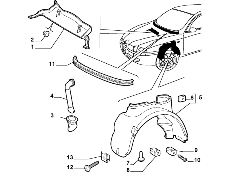 ALFA ROMEO 147 N/S FRONT WHEEL ARCH PROTECTION