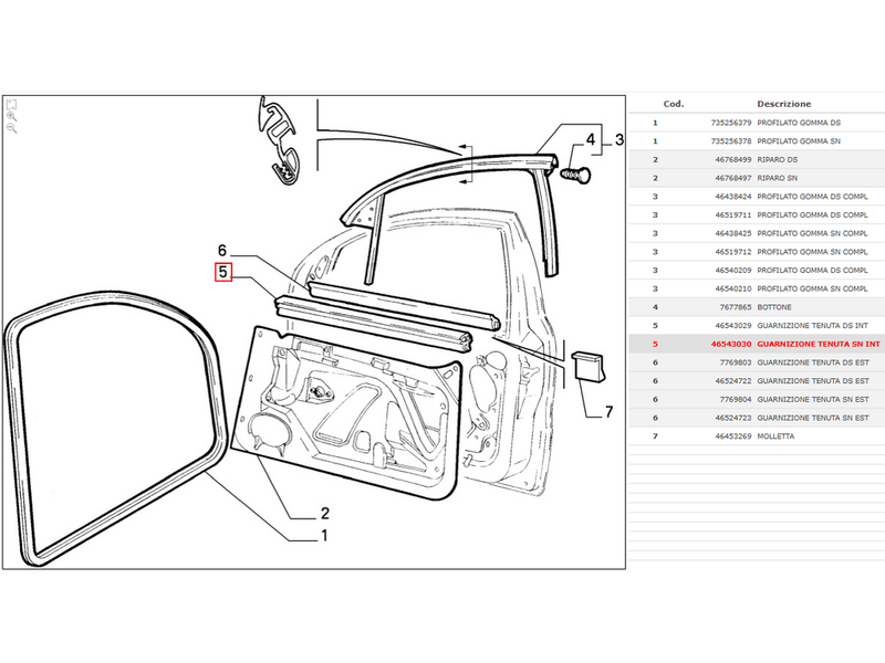 FIAT BRAVA N/S FRONT DOOR SEAL
